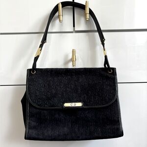 Christian Dior monogram purse bag in black with gold hardware